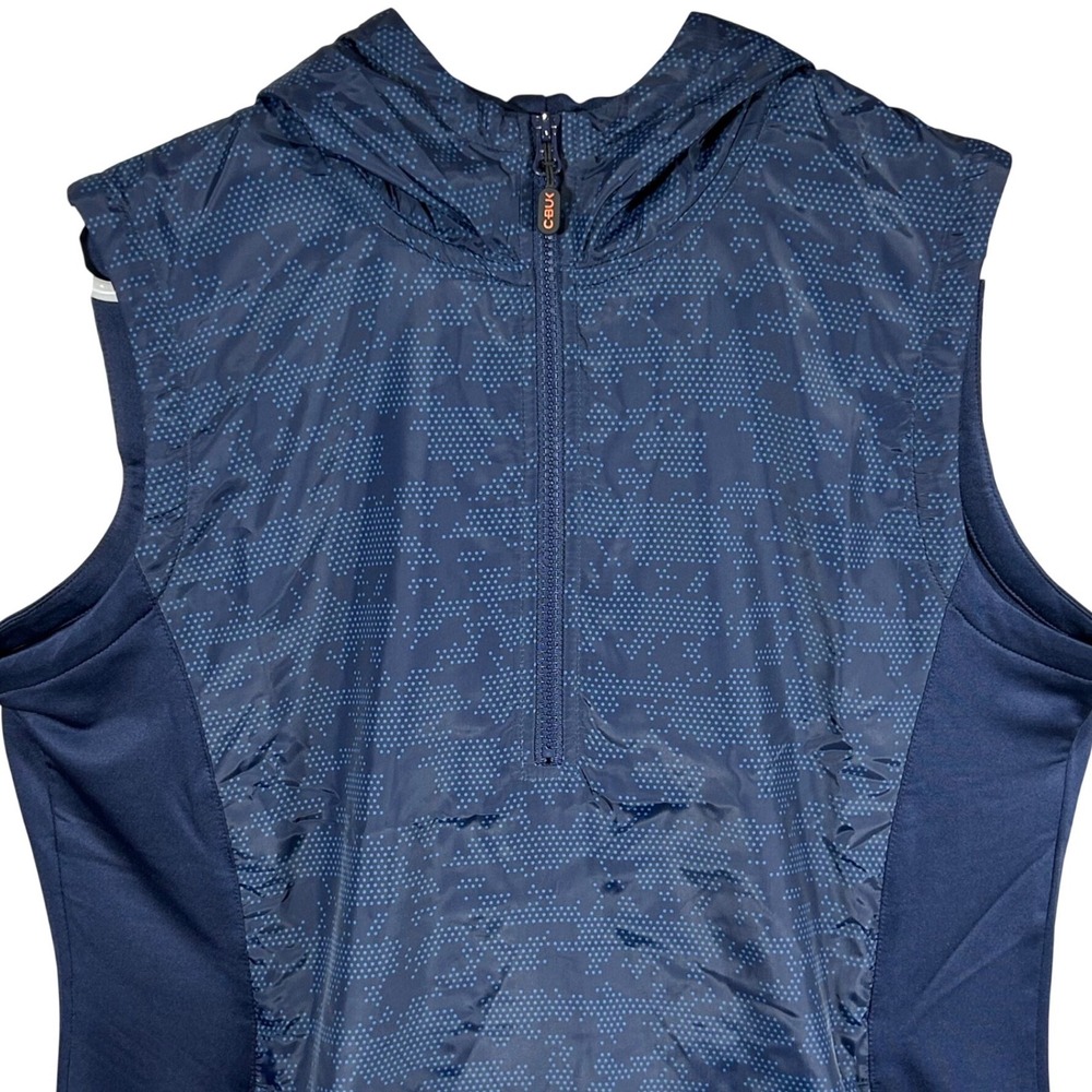 Cutter & Buck Womens XXL Navy Blue‎ Sleeveless Quarter Zip Hoodie Vest